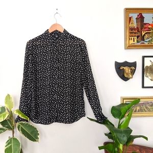 Uniqlo Sheer Polkadot Button-Up